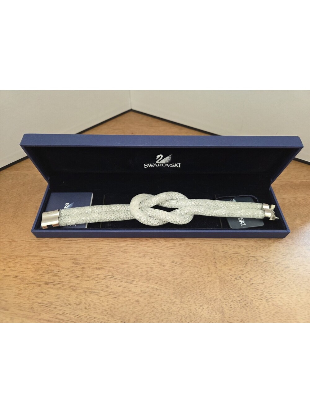 Swarovski Stardust Knot Bracelet White Crystal Mesh Magnetic Clasp 18cm Small
